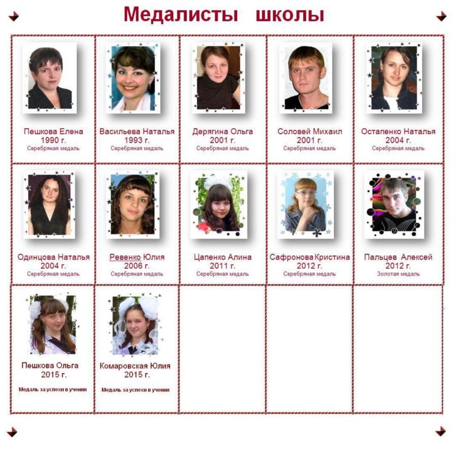 Список медалистов школ